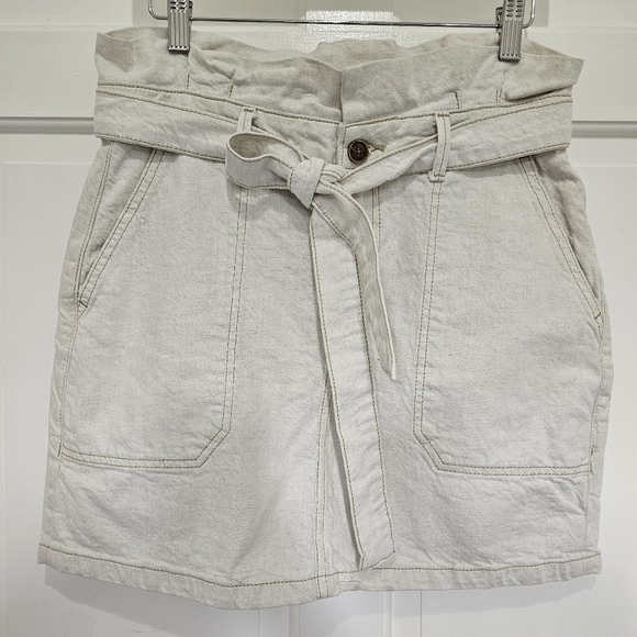 Free People Splendor In The Grass Front Tie Paper Bag Waist Mini Skirt Size 8 - Picture 4 of 16